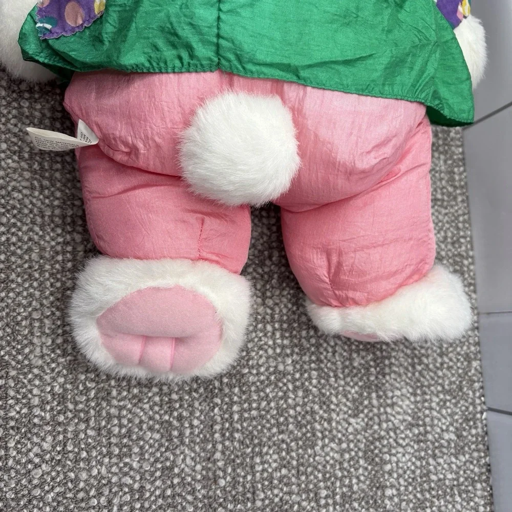 VTG 1993 Nylon Plush Rabbit Easter‎ Bunny Green Purple Silky Parachute Rare Hg10